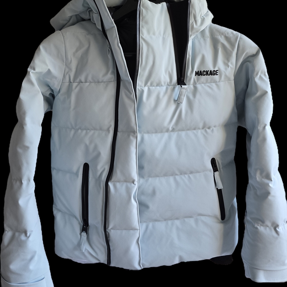 MACKAGE Leland Down Ski Jacket With Hood For Kids, Size: 12, Color: Air (blue)